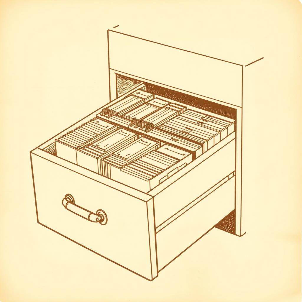 Vintage filing cabinet with index cards