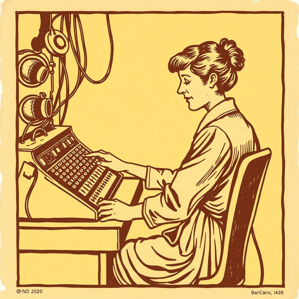 Vintage switchboard operator illustration